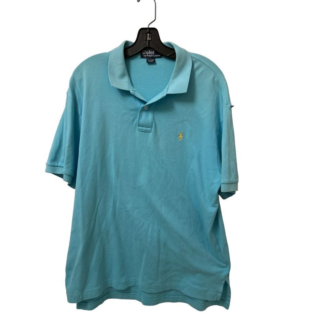 Men's Large Polo Ralph Lauren Light Blue Cotton Polo Sweater Embroidered Logo